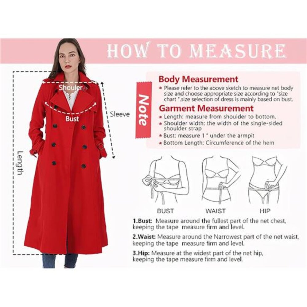 Women's Double Breasted Duster Trench Coat Slim Full Length Maxi Long - Picture 4 of 5